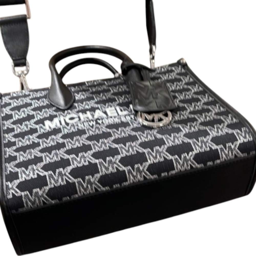 MICHAEL KORS MIRELLA SMALL shopper signature LOGO TOP ZIP black multi CROSSBODY - Picture 4 of 8